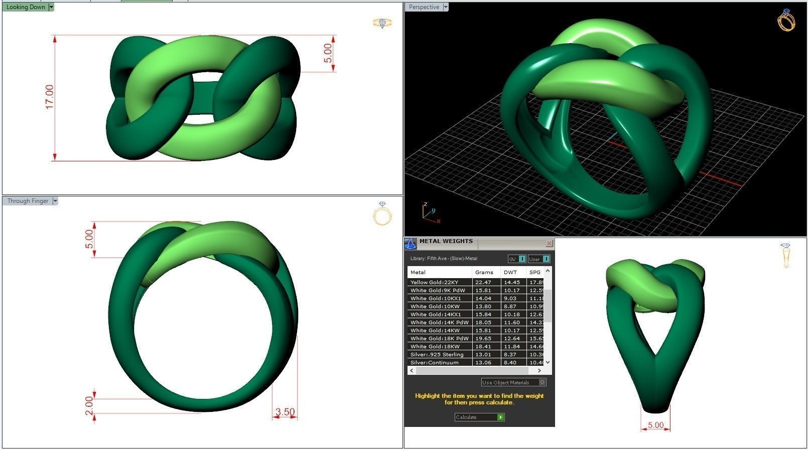 Right Hand Cuban Chain Link Polish Ring 3D print model_6