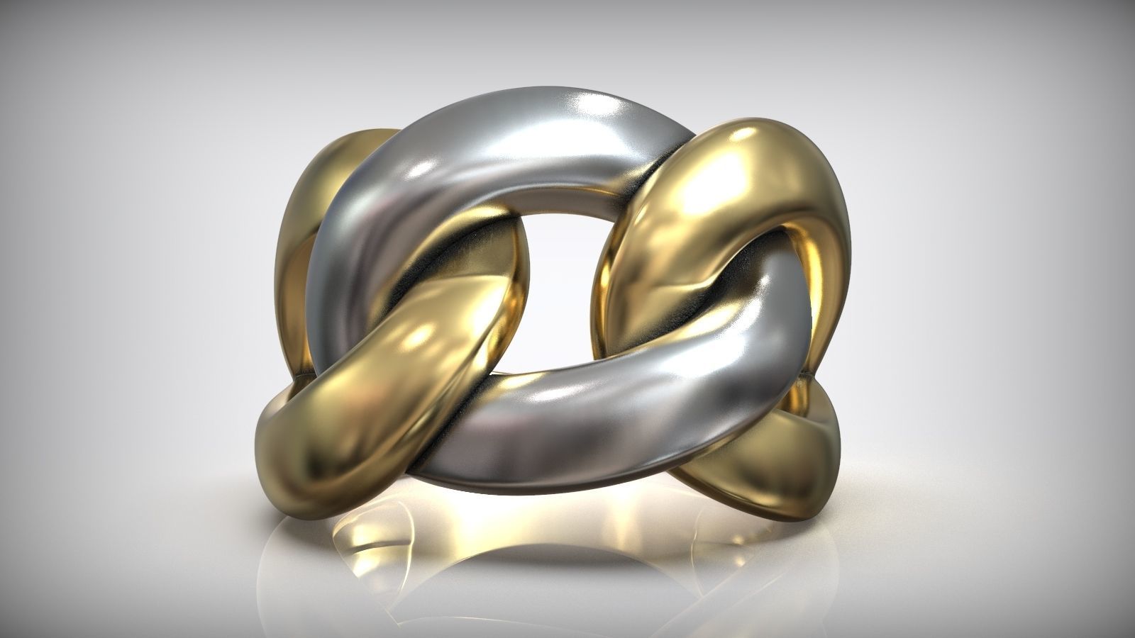 Right Hand Cuban Chain Link Polish Ring 3D print model_2