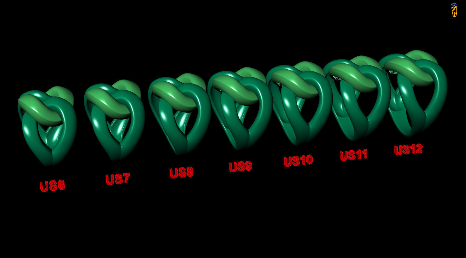 Right Hand Cuban Chain Link Polish Ring 3D print model_7