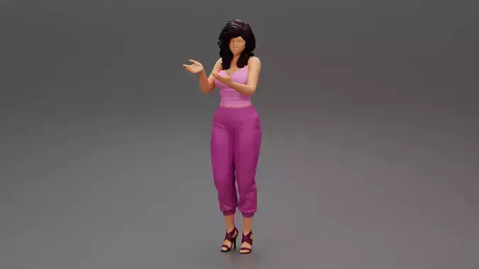 Woman Explaining Something Gesturing with Hands