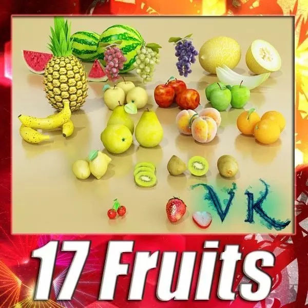 17 Fruits Collection High Res Textures 3D model_0