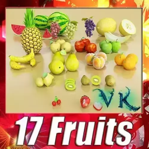 17 Fruits Collection High Res Textures 3D model