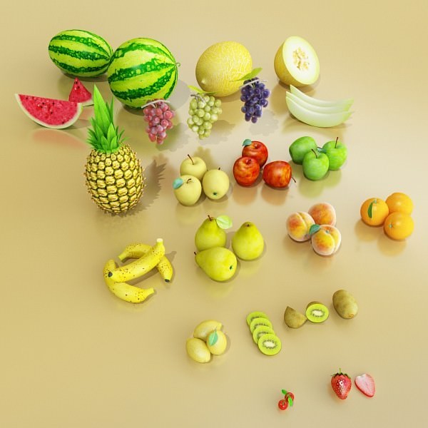 17 Fruits Collection High Res Textures 3D model_1