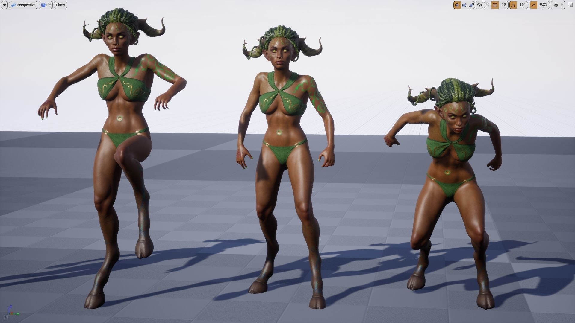 Dryad lowpoly two women in bikinis with horns Low-poly 3D model_15