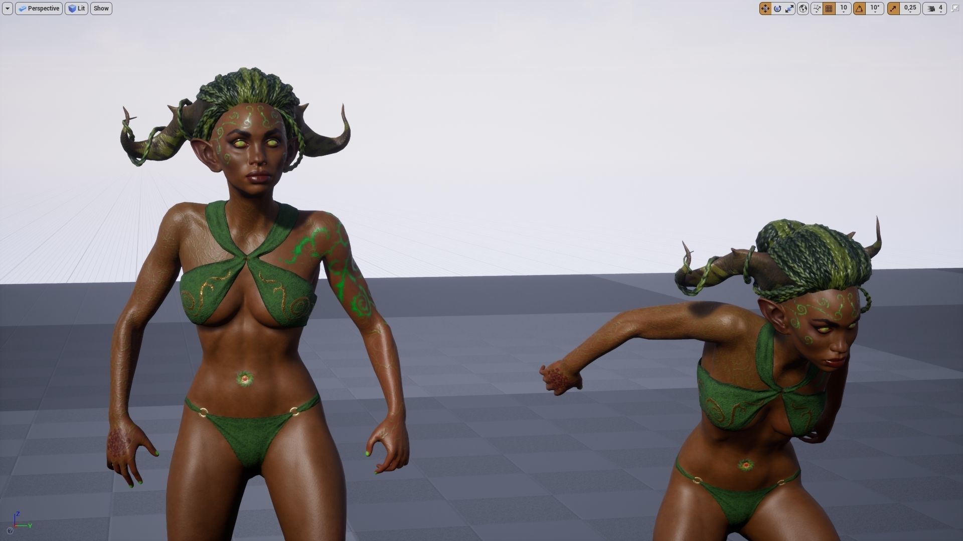 Dryad lowpoly two women in bikinis with horns Low-poly 3D model_13
