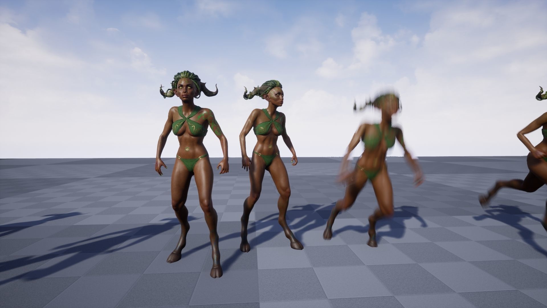 Dryad lowpoly two women in bikinis with horns Low-poly 3D model_21