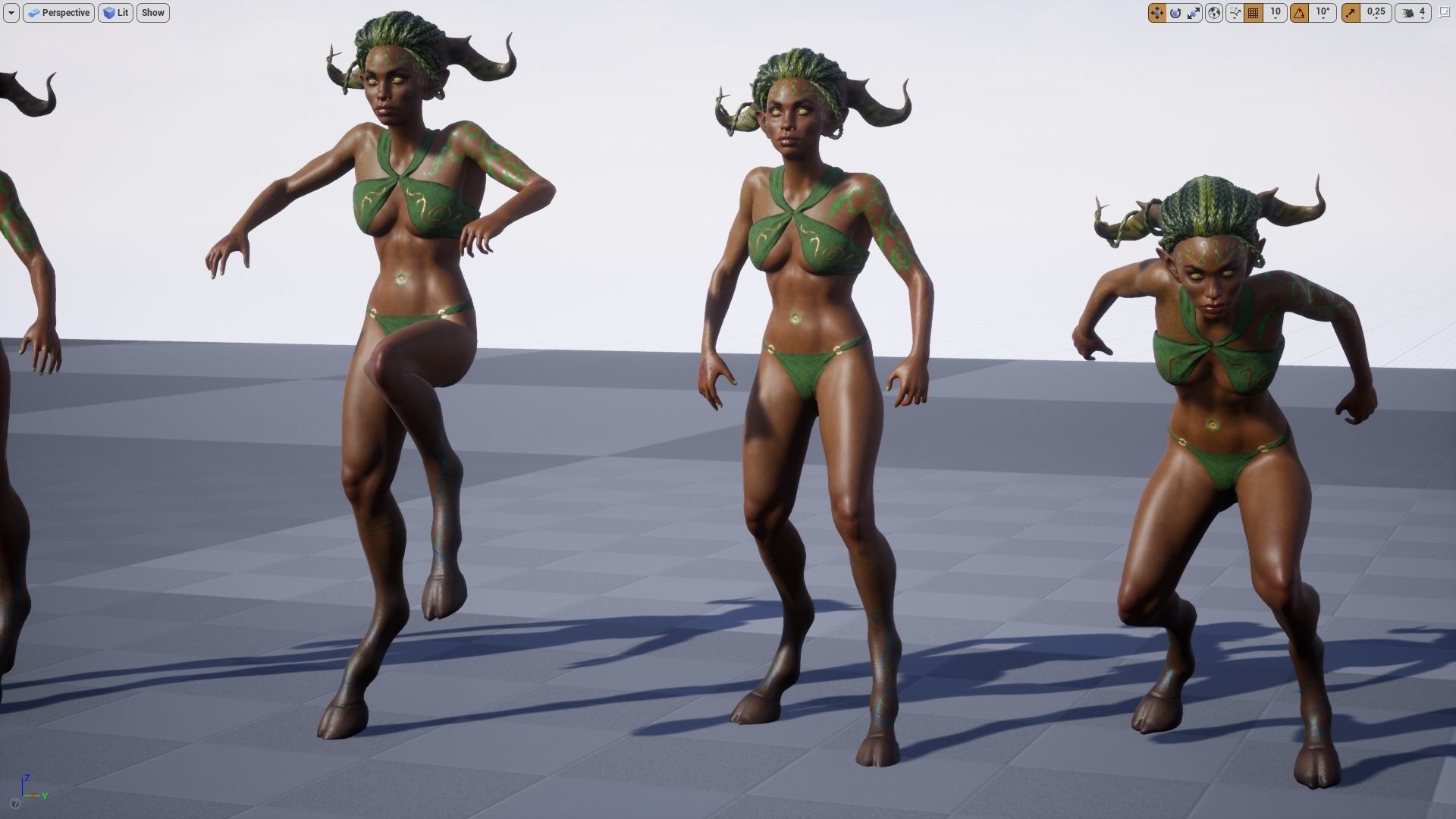 Dryad lowpoly two women in bikinis with horns Low-poly 3D model_12