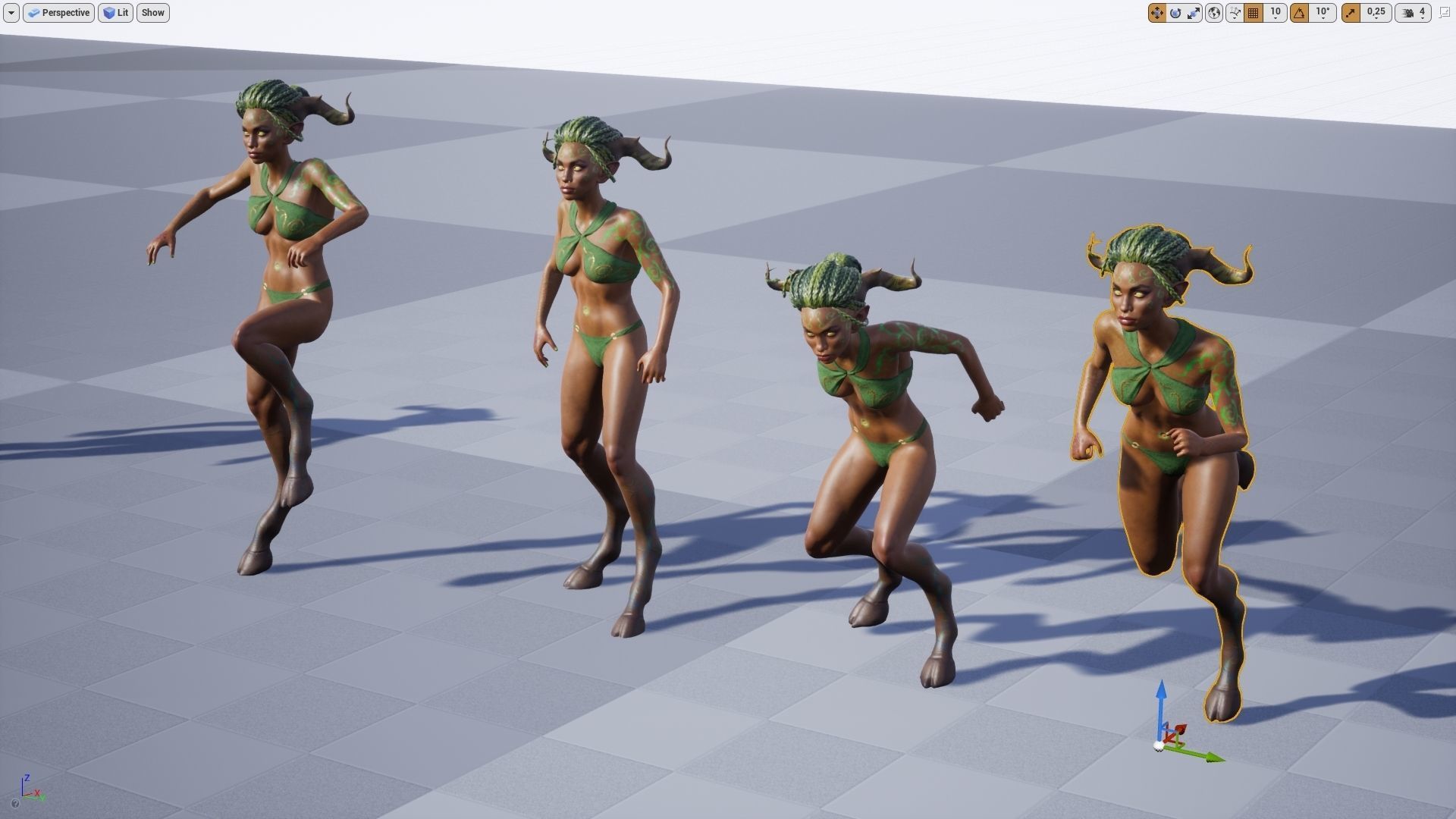 Dryad lowpoly two women in bikinis with horns Low-poly 3D model_22