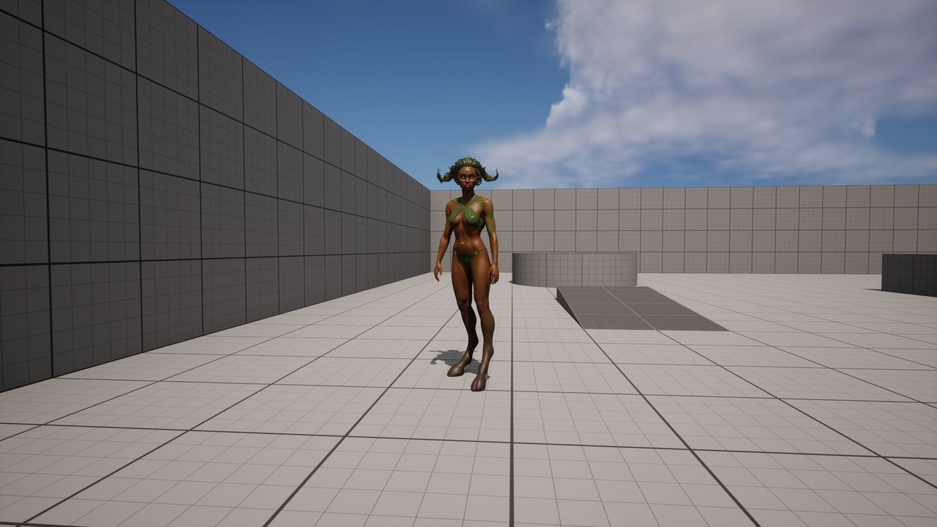 Dryad lowpoly two women in bikinis with horns Low-poly 3D model_7