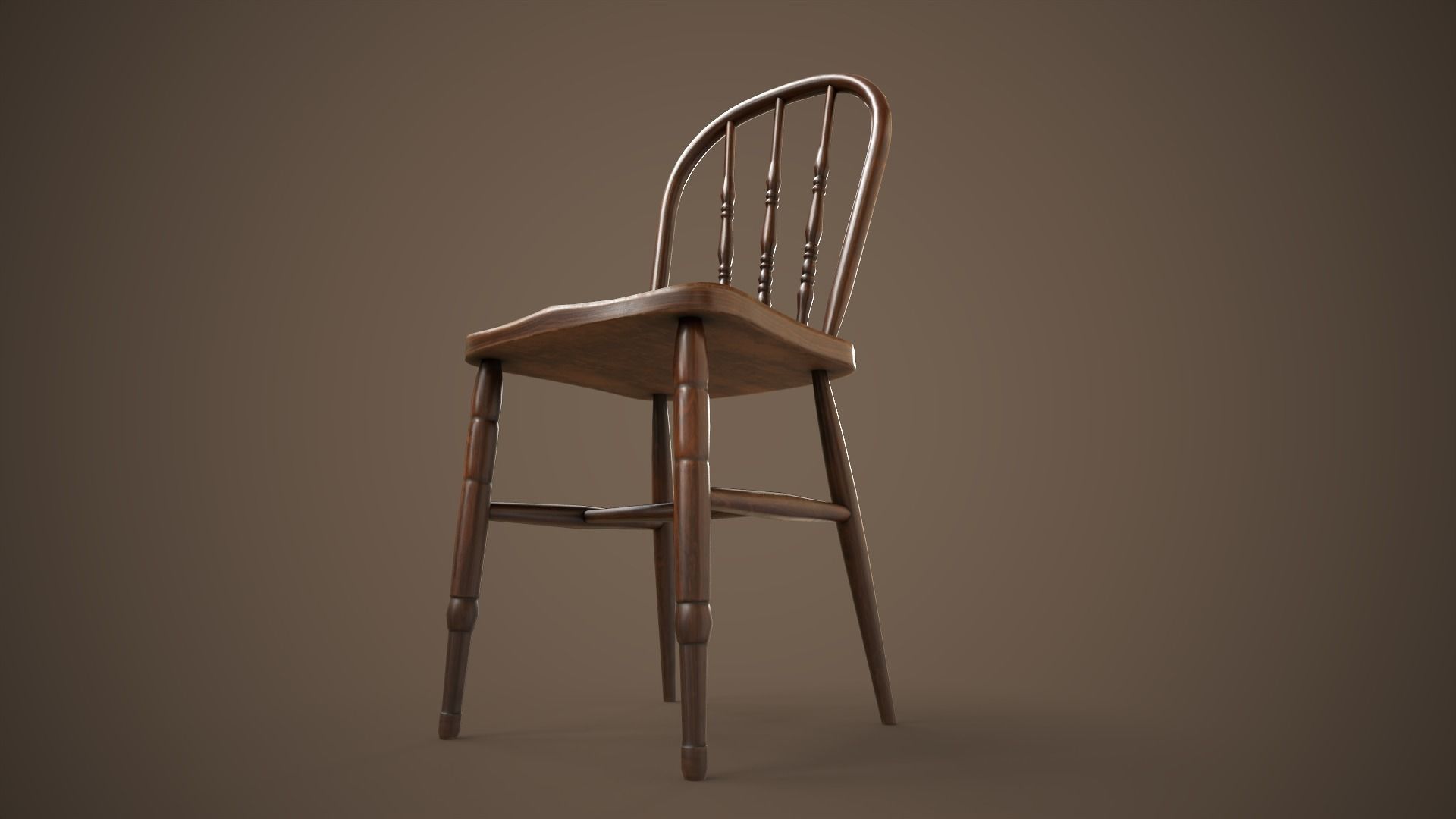 Vintage chair Low-poly 3D model_2