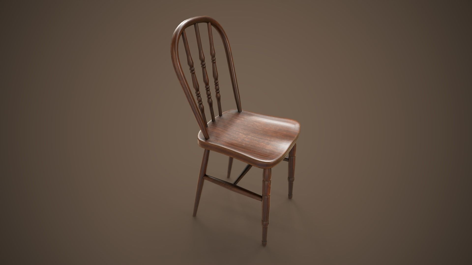 Vintage chair Low-poly 3D model_5