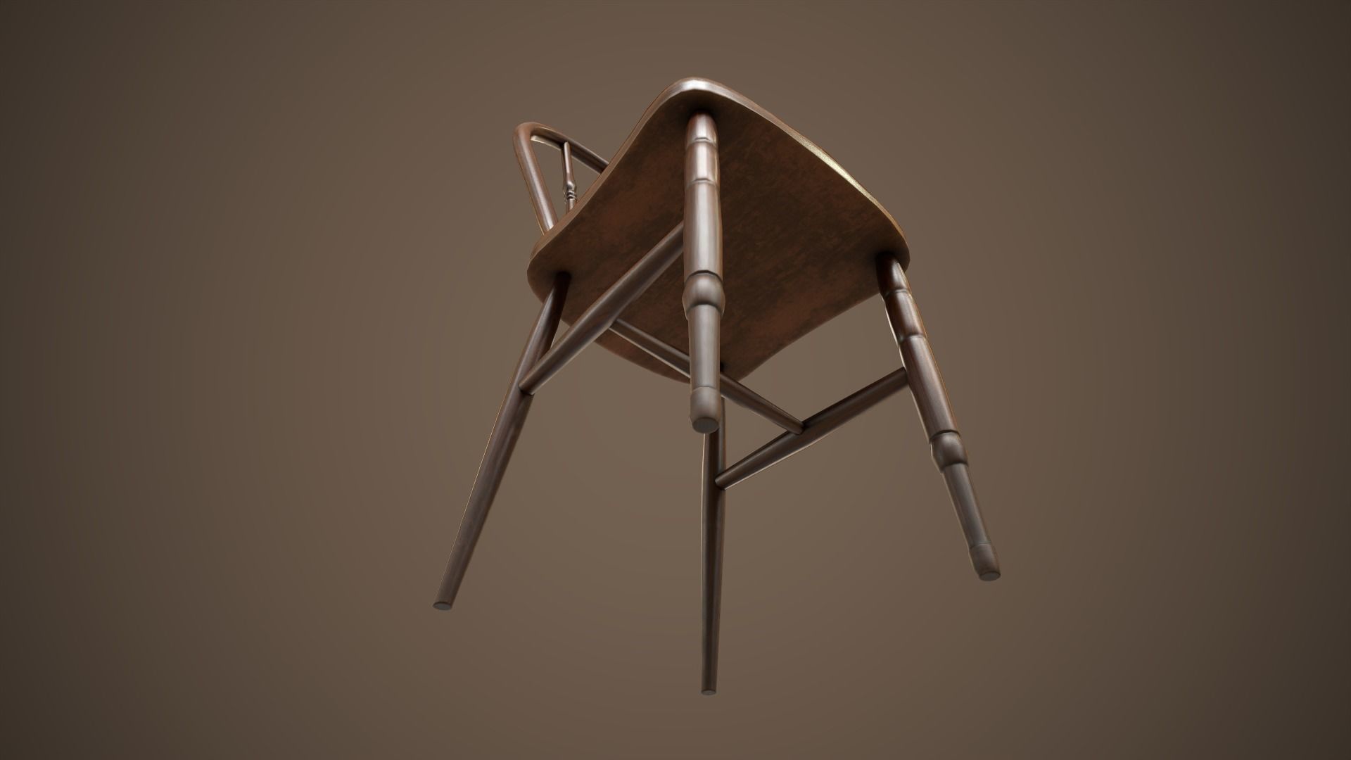 Vintage chair Low-poly 3D model_7
