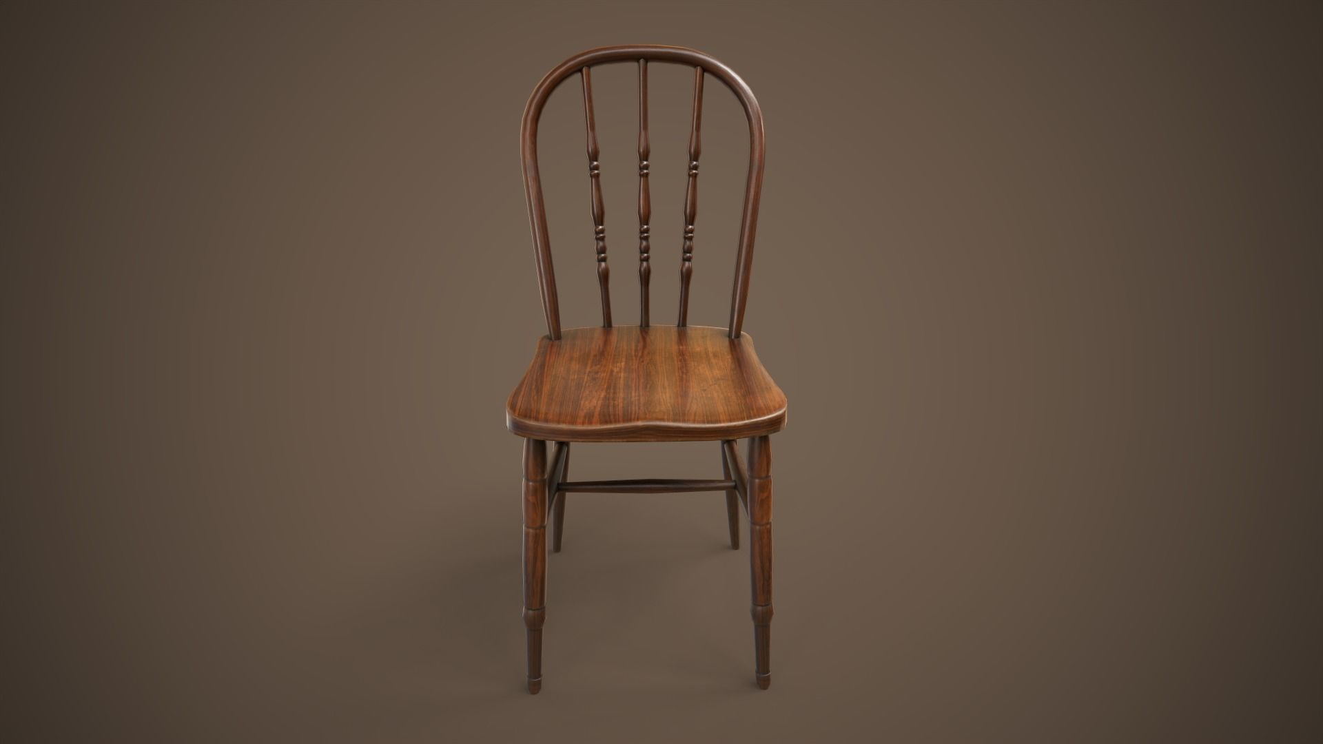 Vintage chair Low-poly 3D model_1