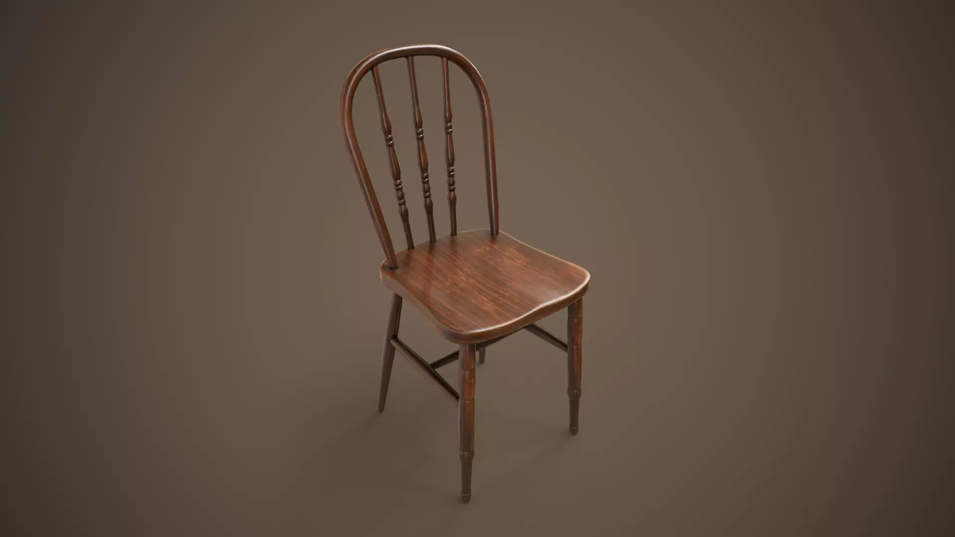 Vintage chair Low-poly 3D model_0