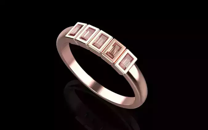 wedding engagement ring with baguette stones