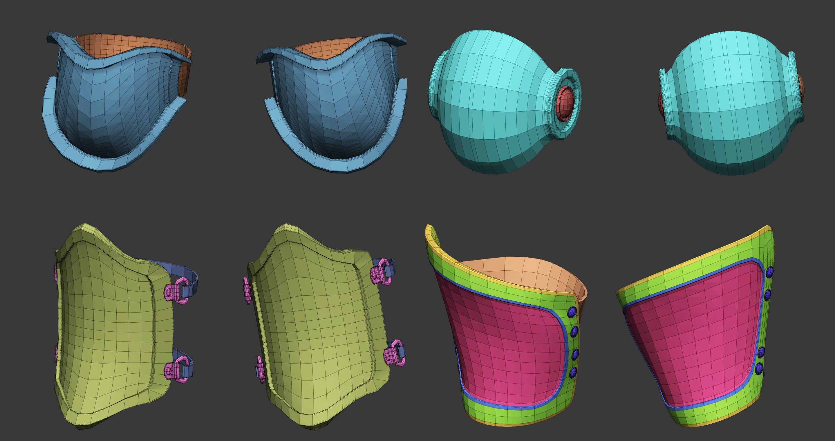 20 Low poly medieval leg armor base mesh IMM brush 3D model_2