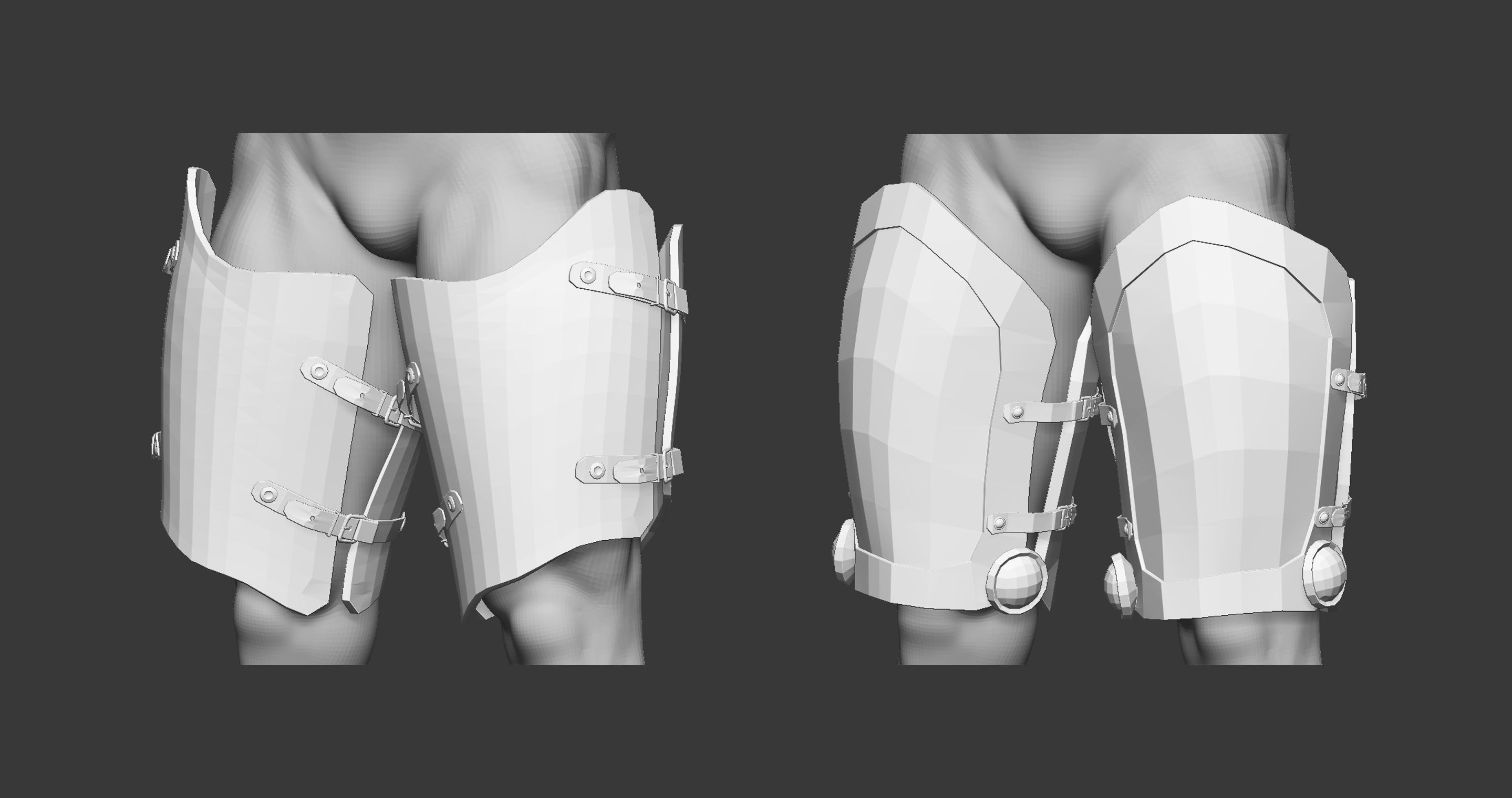 20 Low poly medieval leg armor base mesh IMM brush 3D model_9
