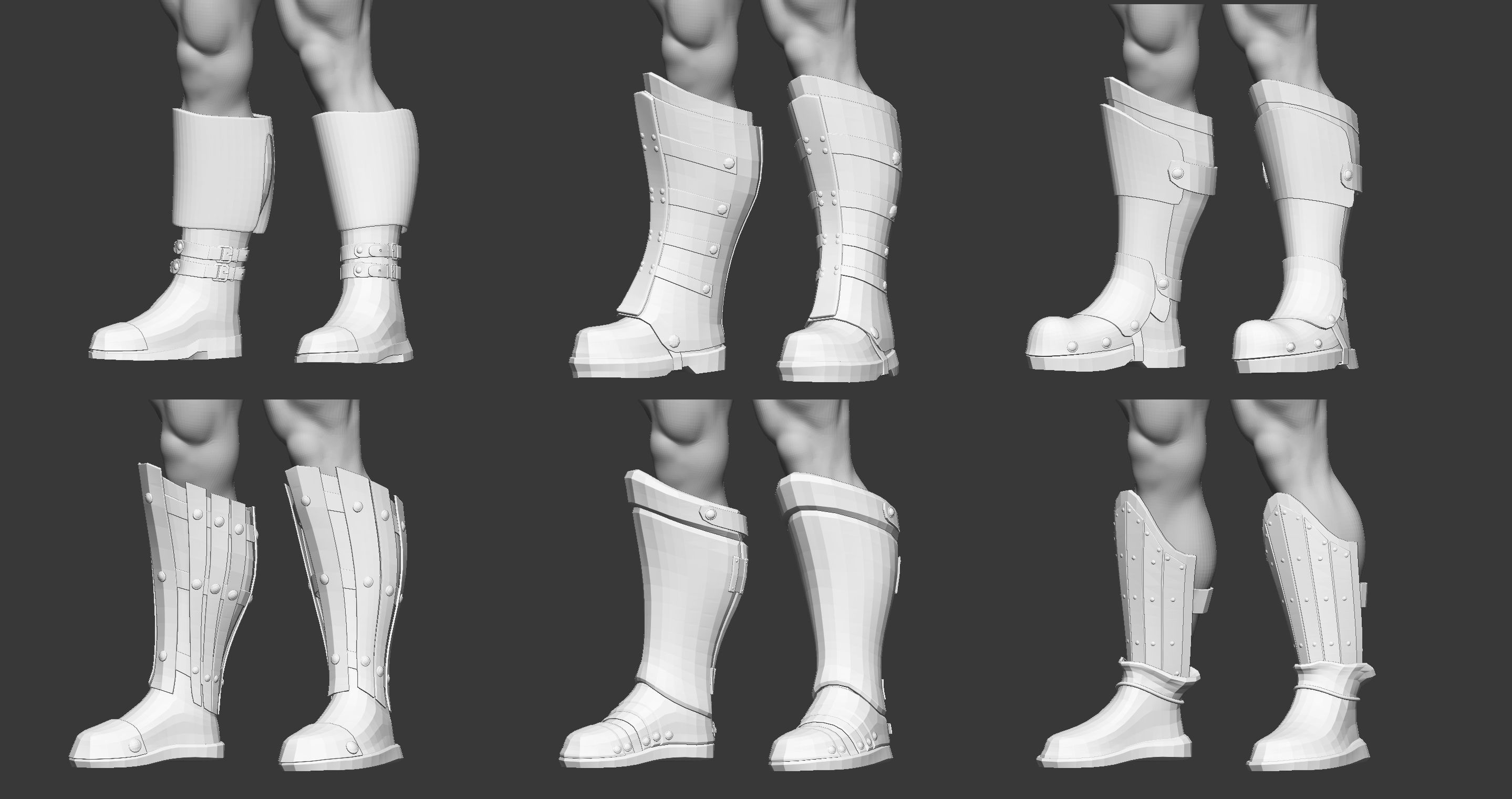 20 Low poly medieval leg armor base mesh IMM brush 3D model_6