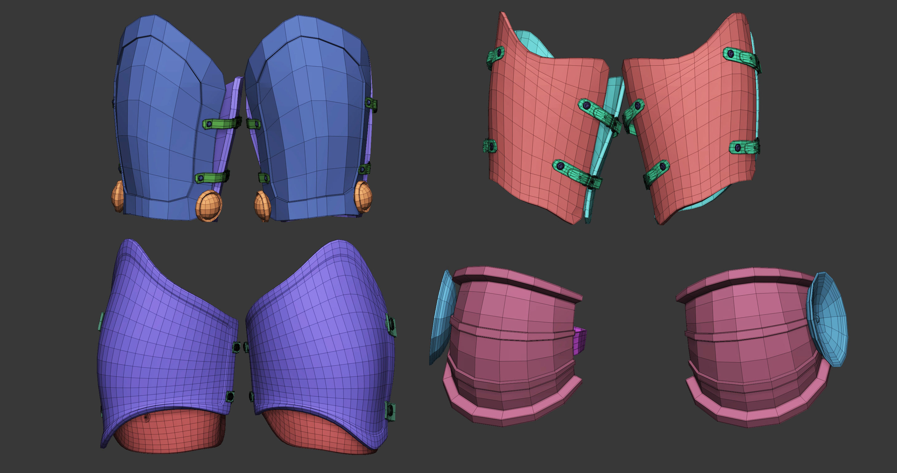 20 Low poly medieval leg armor base mesh IMM brush 3D model_1
