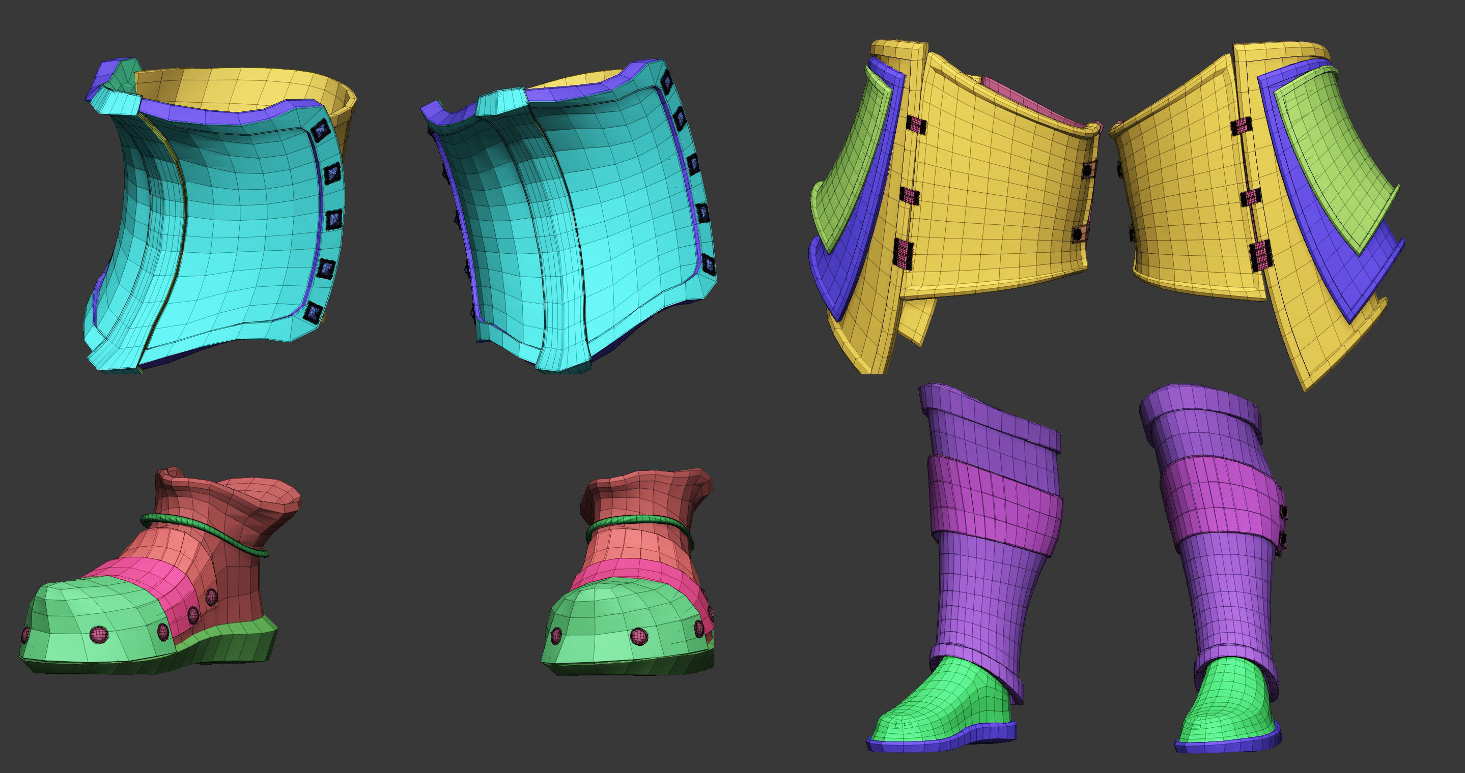 20 Low poly medieval leg armor base mesh IMM brush 3D model_3
