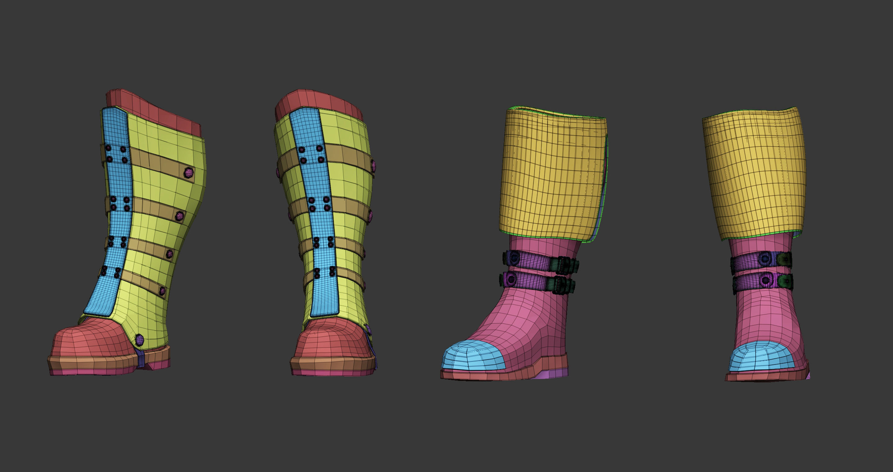 20 Low poly medieval leg armor base mesh IMM brush 3D model_5