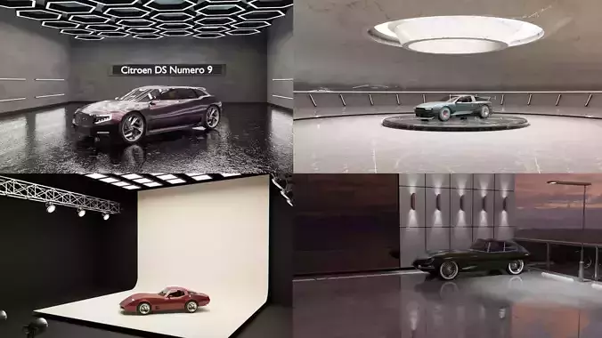 Car exhibition interior studio - 4 rooms