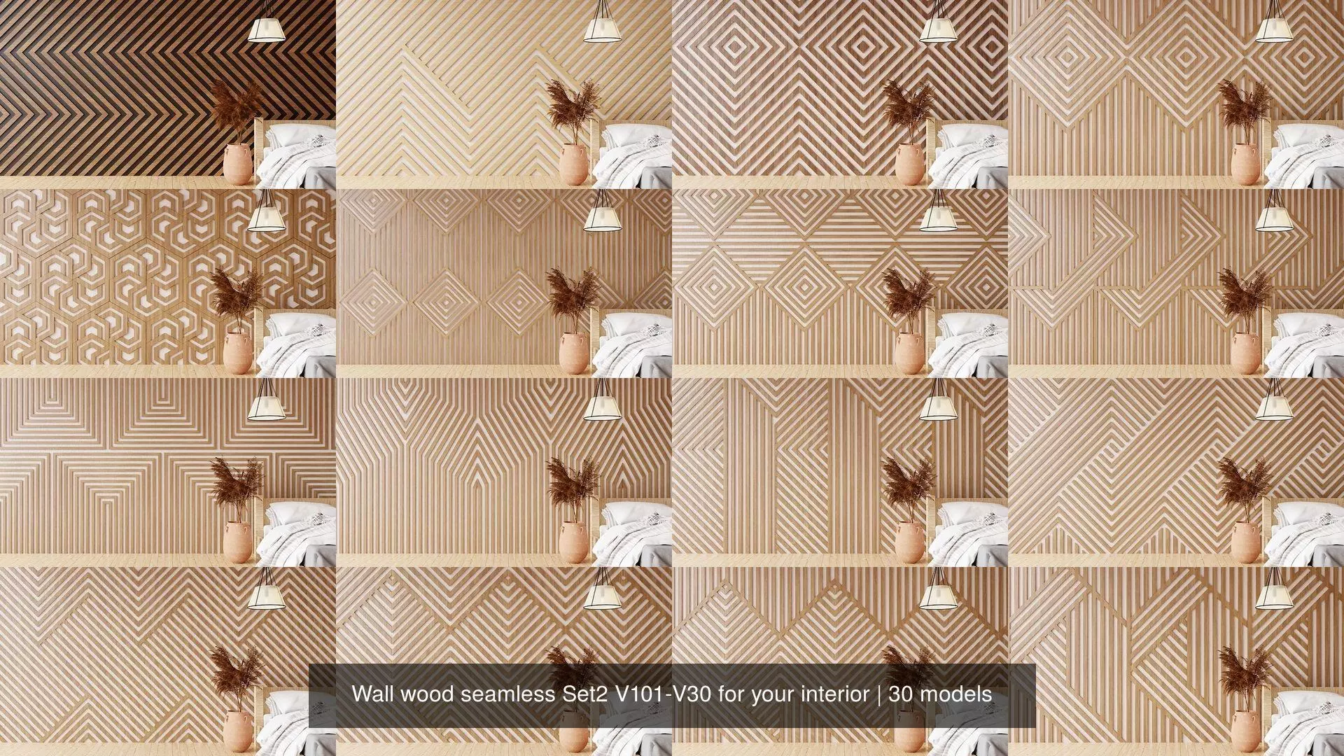 Wall wood seamless Set2 V101-V30 for your interior 3D Model Collection_0