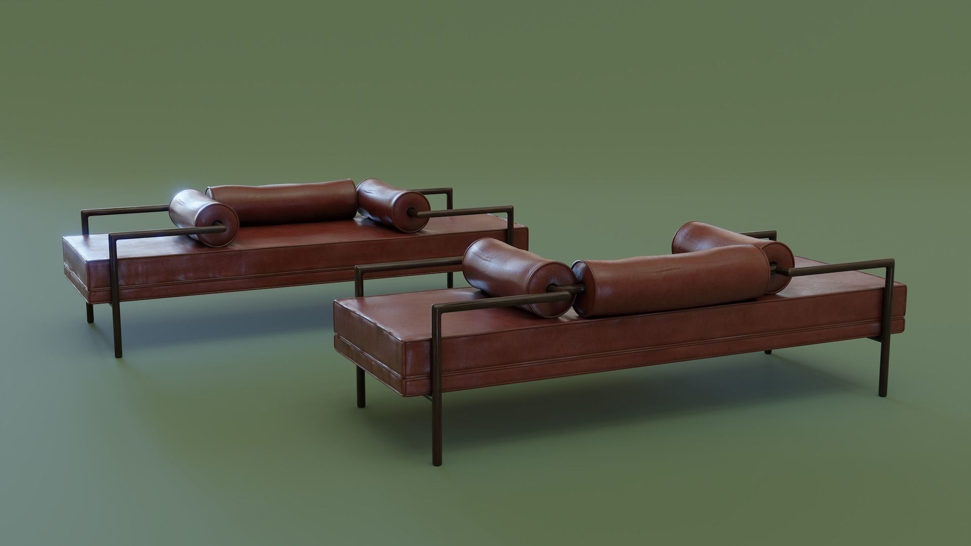Mid-Century Bench Low-poly 3D model_4