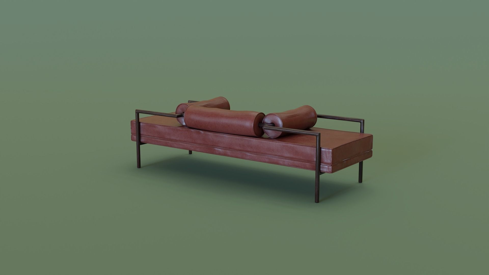 Mid-Century Bench Low-poly 3D model_2