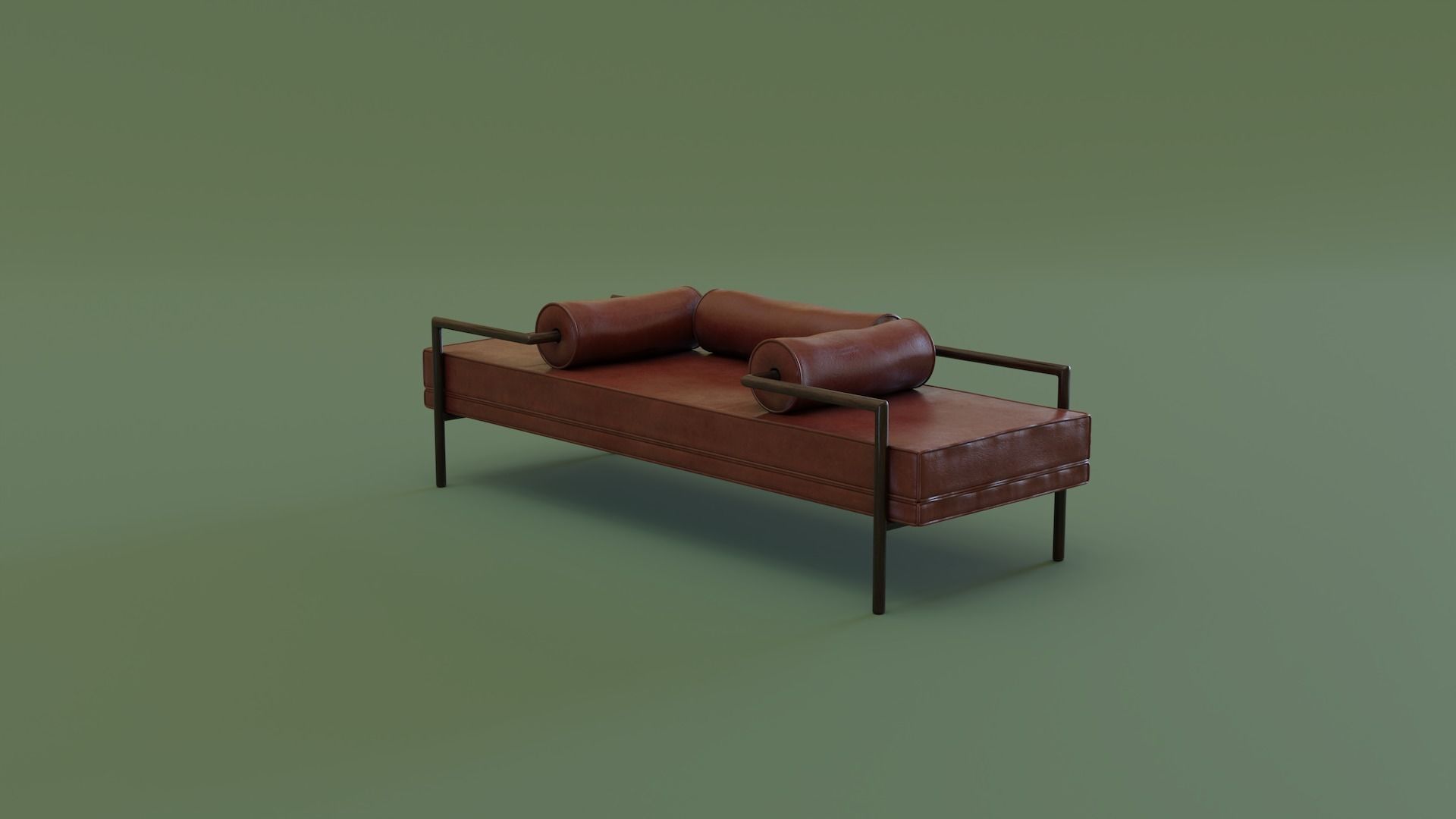 Mid-Century Bench Low-poly 3D model_3