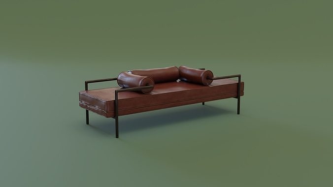 Mid-Century Bench Low-poly 3D model