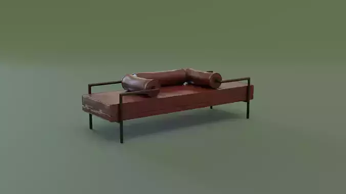 Mid-Century Bench Low-poly 3D model
