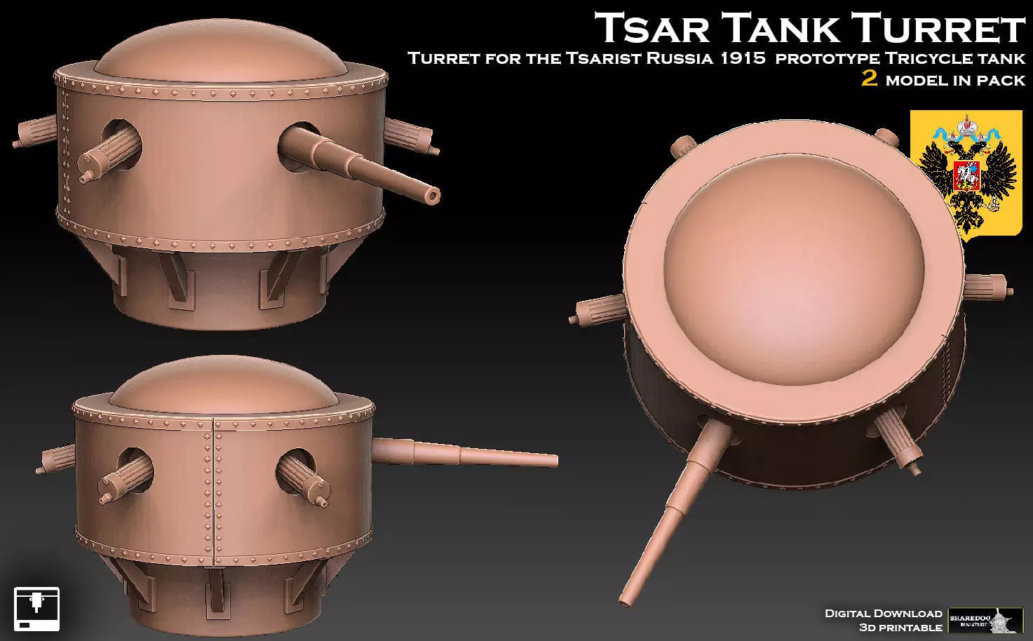 Tsar Tank Turret 3D print model_0