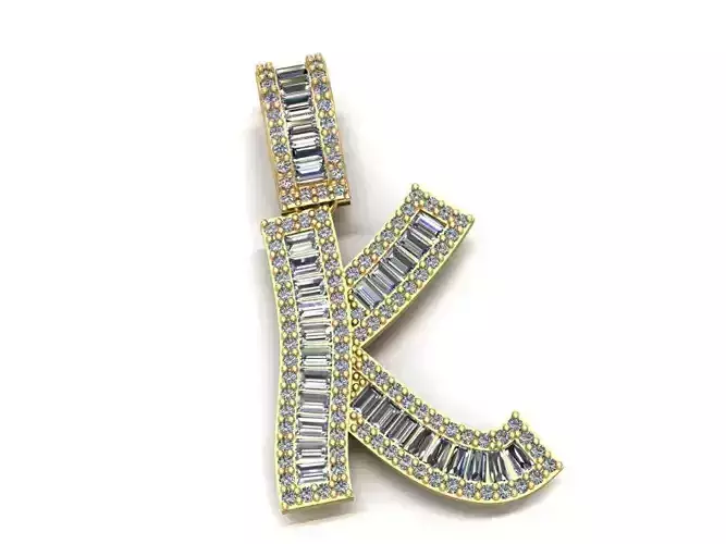 Baguette Diamond Letter Necklace