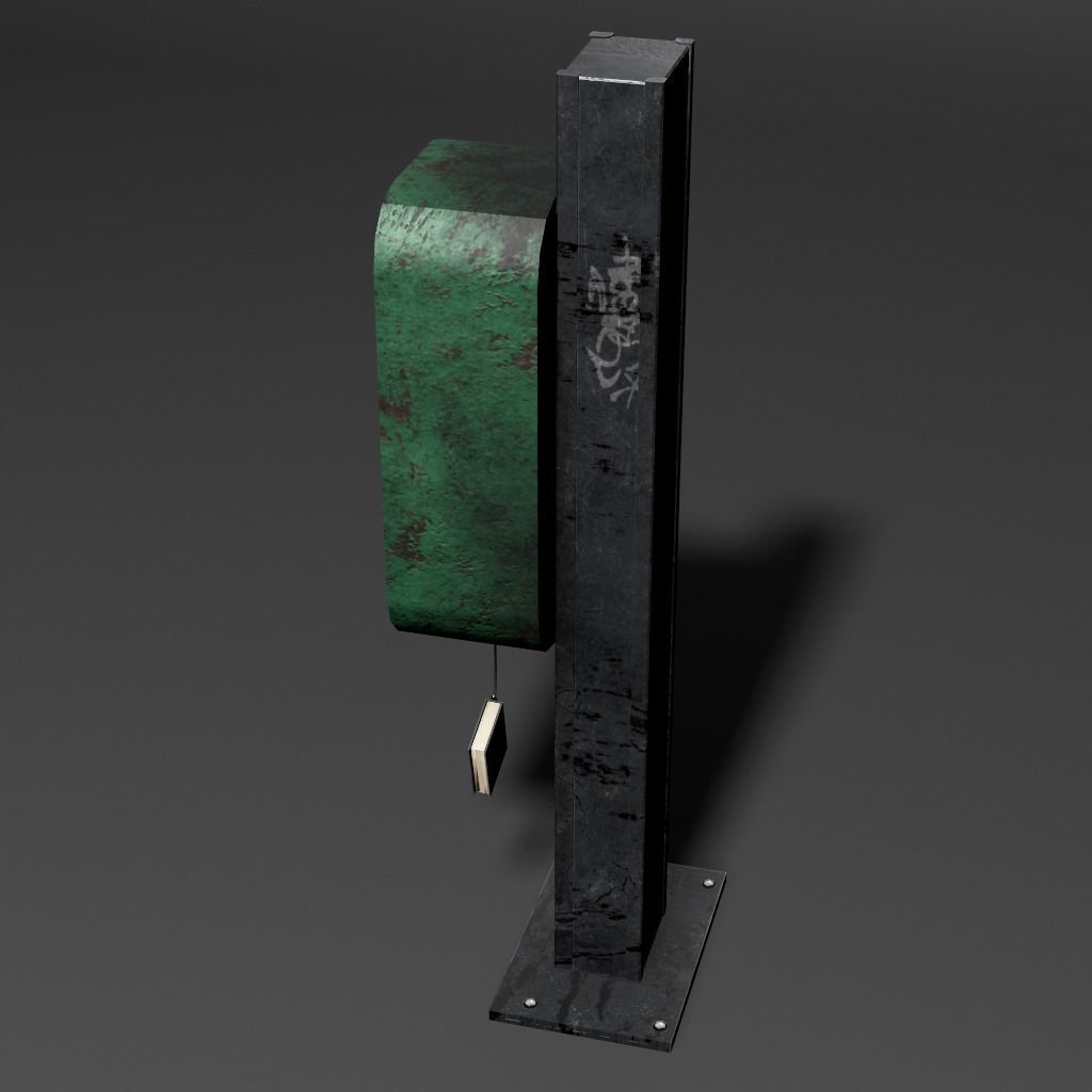 PayPhone pay phone on pole 3D model_2