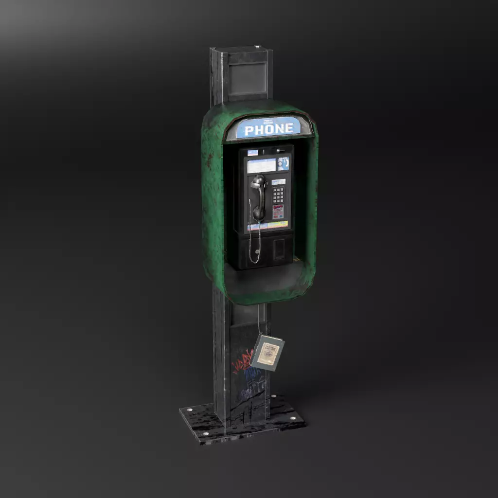 PayPhone pay phone on pole 3D model_0