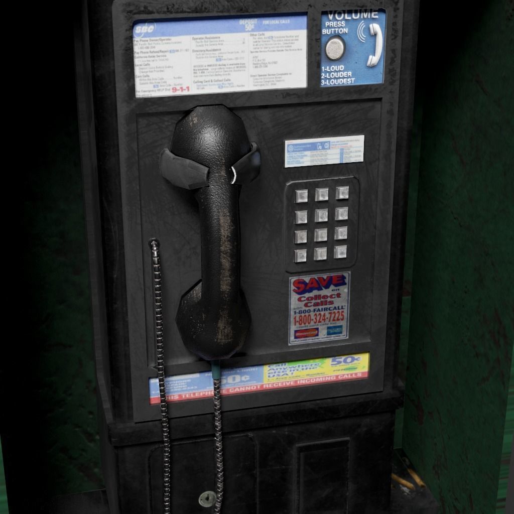 PayPhone pay phone on pole 3D model_4