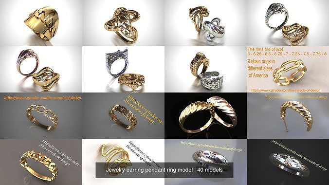 Jewelry earring pendant ring model 3D Model Collection
