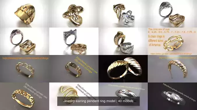 Jewelry earring pendant ring model 3D Model Collection