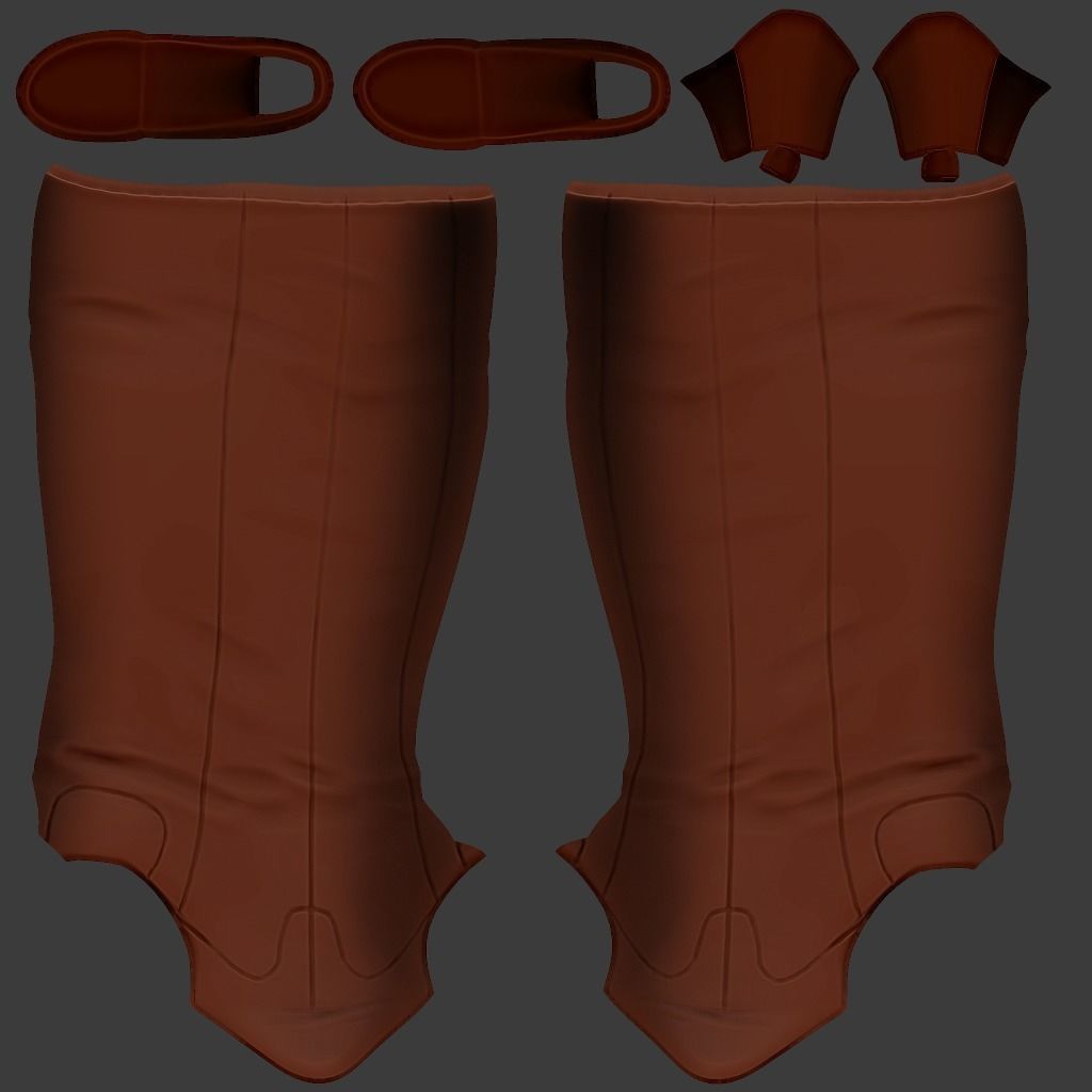 Brown Suede High Heel Thigh Boots Low-poly 3D model_9