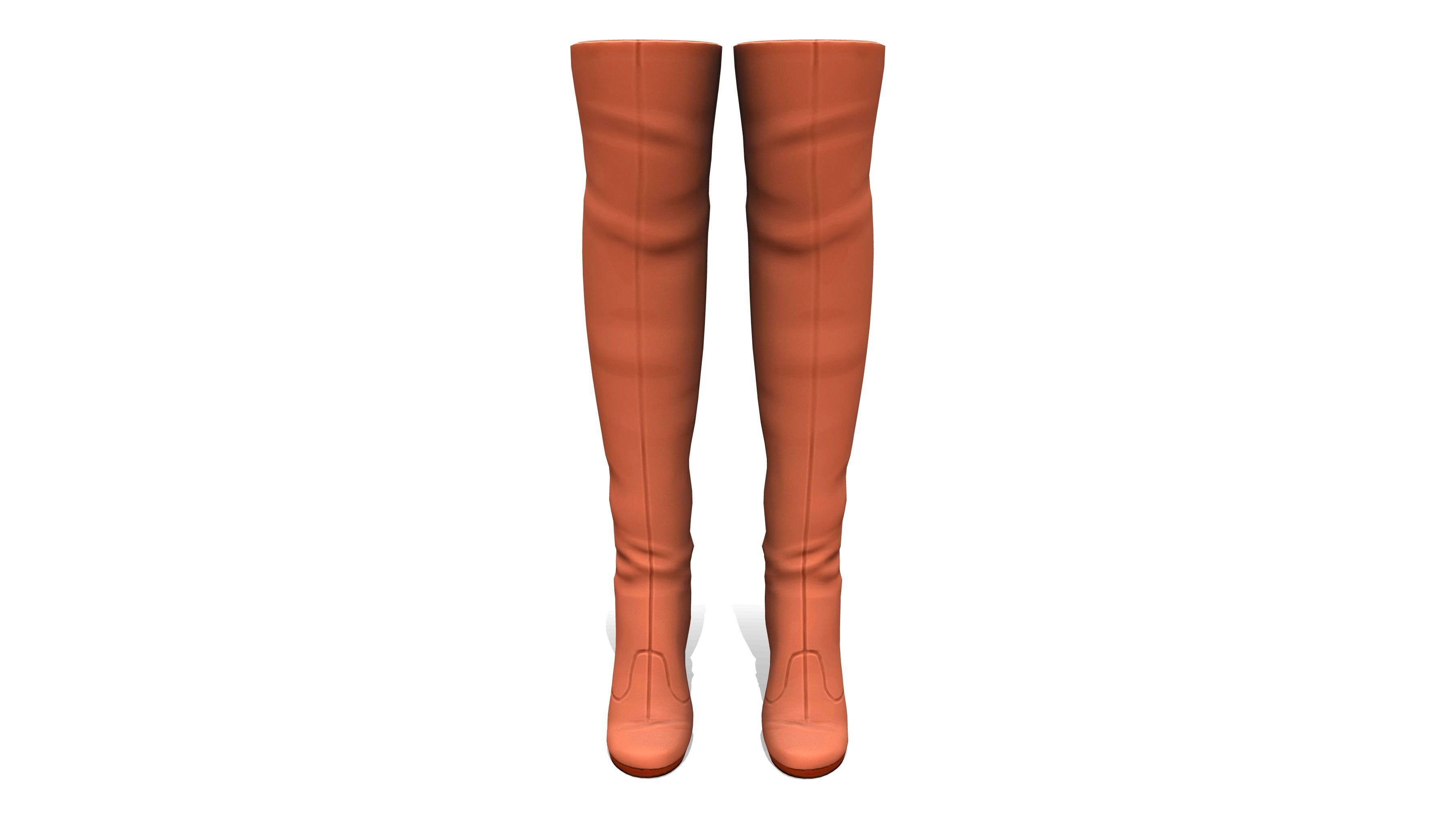Brown Suede High Heel Thigh Boots Low-poly 3D model_2