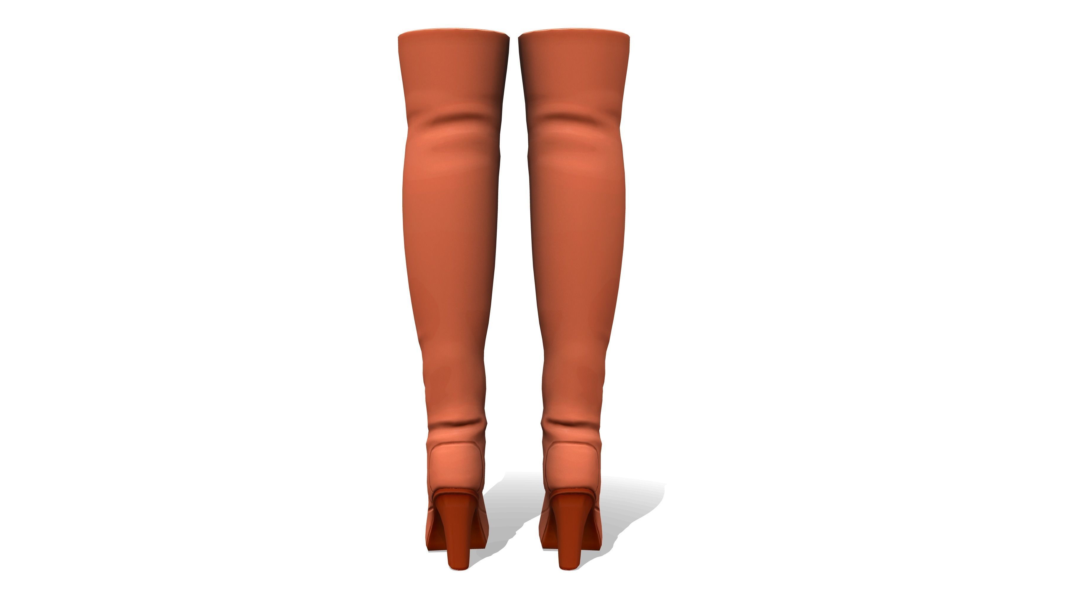 Brown Suede High Heel Thigh Boots Low-poly 3D model_4