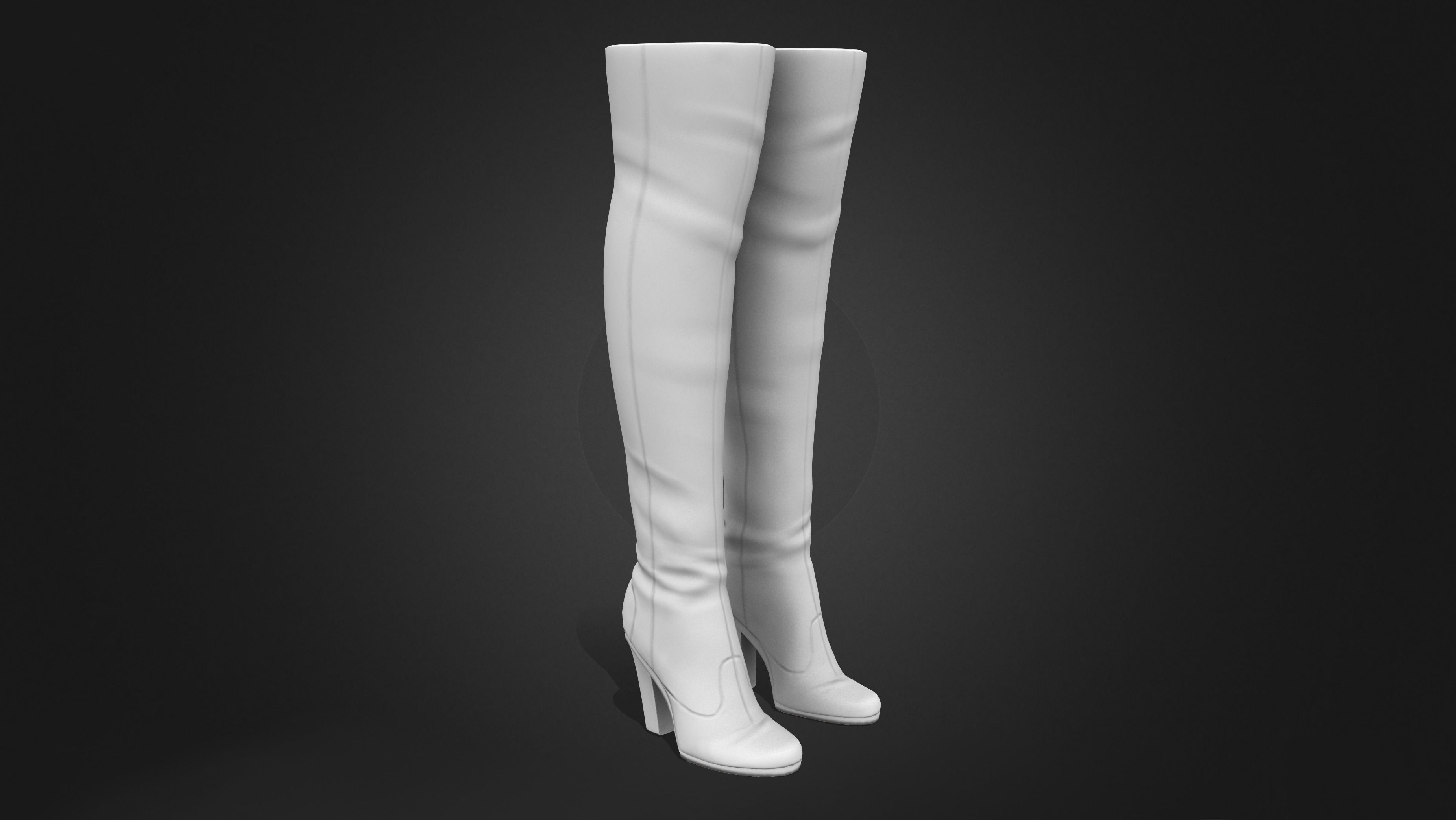 Brown Suede High Heel Thigh Boots Low-poly 3D model_8