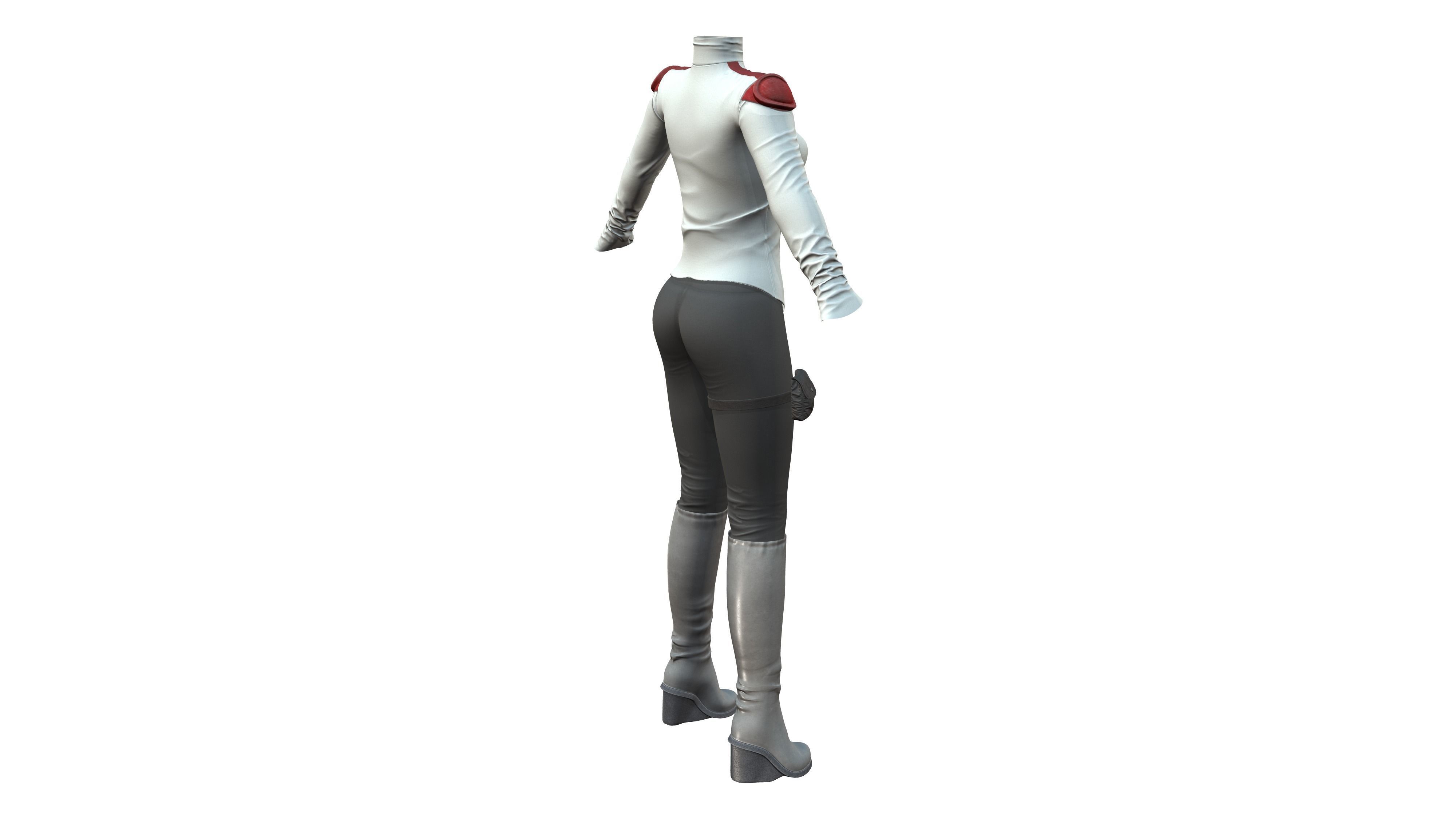 Futuristic Spaceship Full Uniform Low-poly 3D model_9