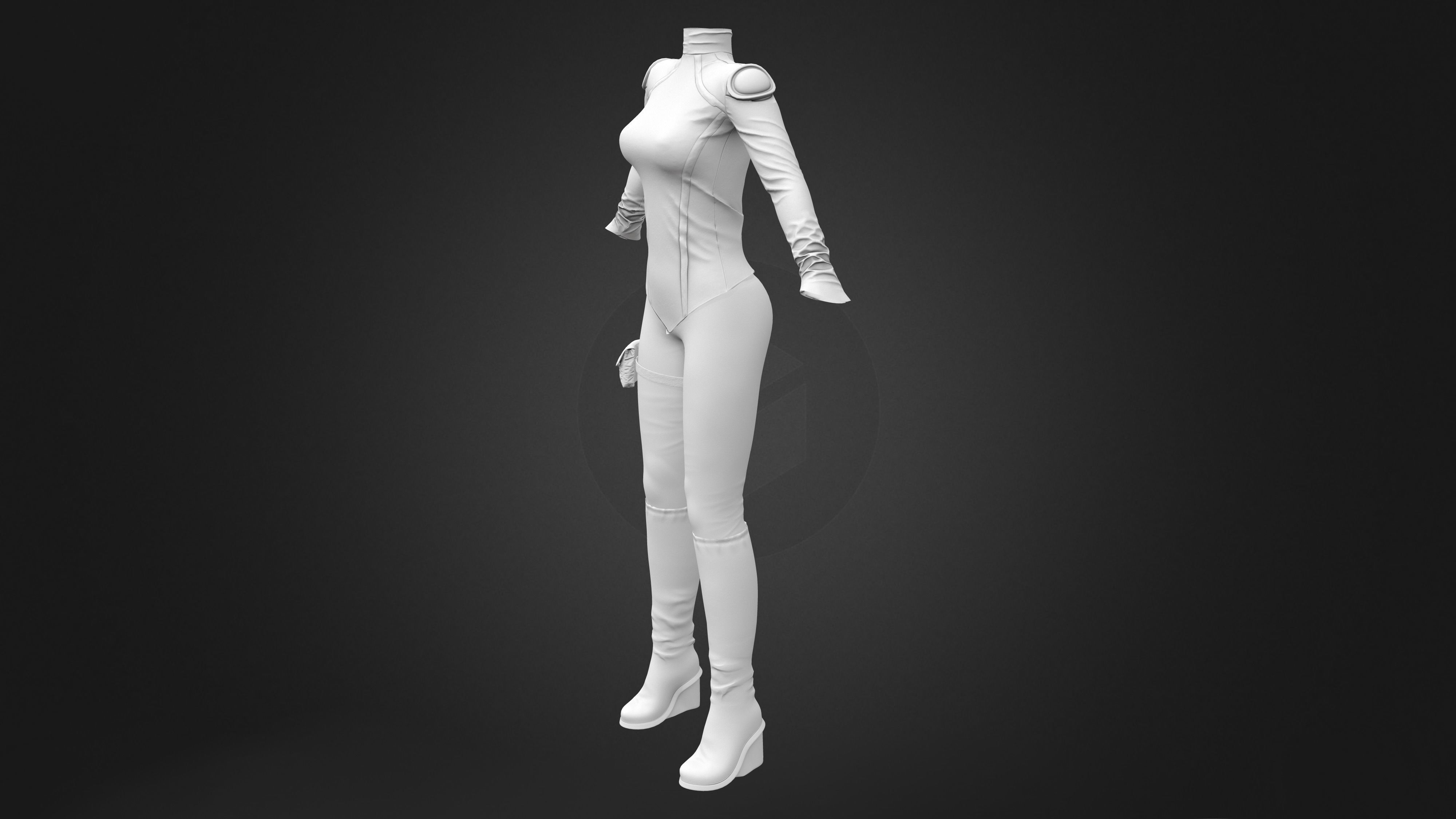 Futuristic Spaceship Full Uniform Low-poly 3D model_12
