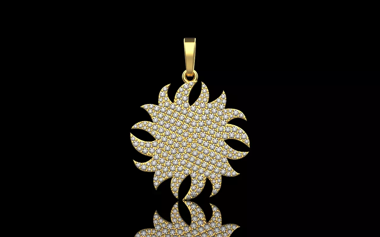 sun pendant with gems  model  273 3D print model_0