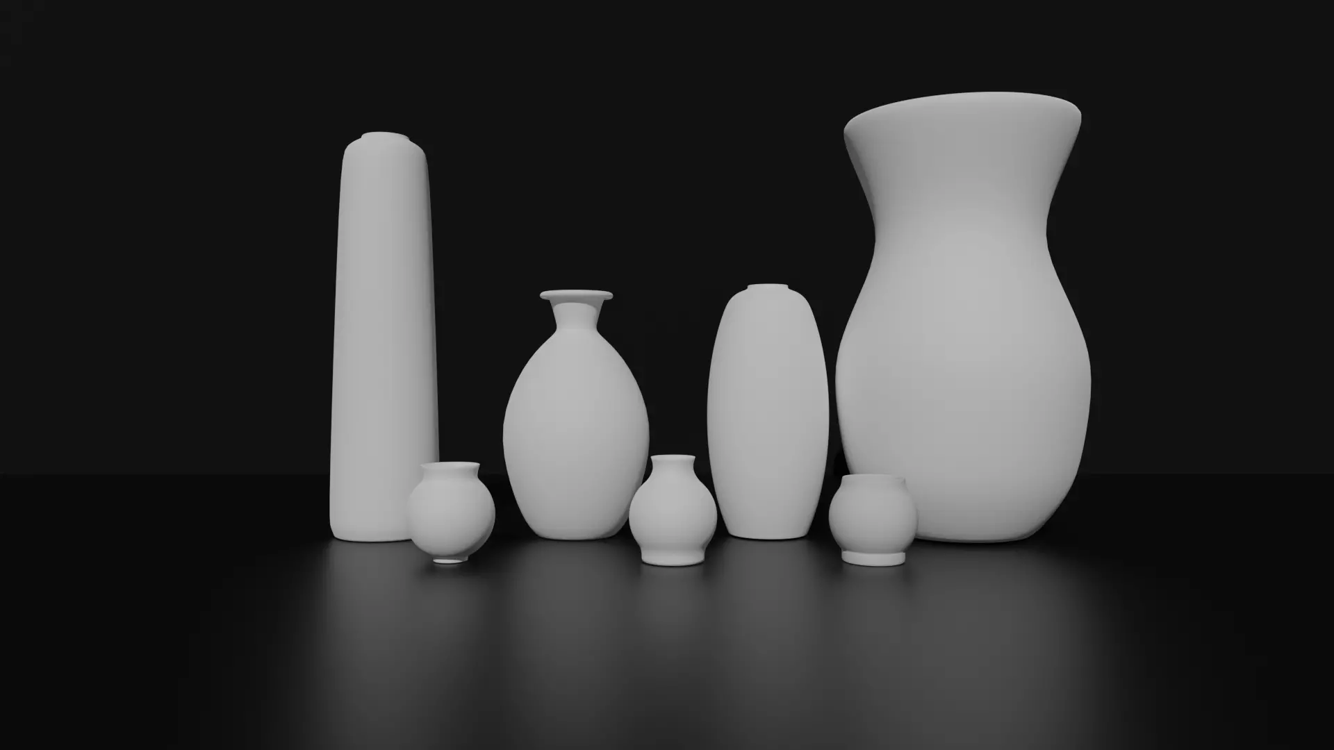 7 vase set of vases Free low-poly 3D model