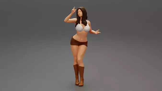 Woman Wearing Boots Short Skirt