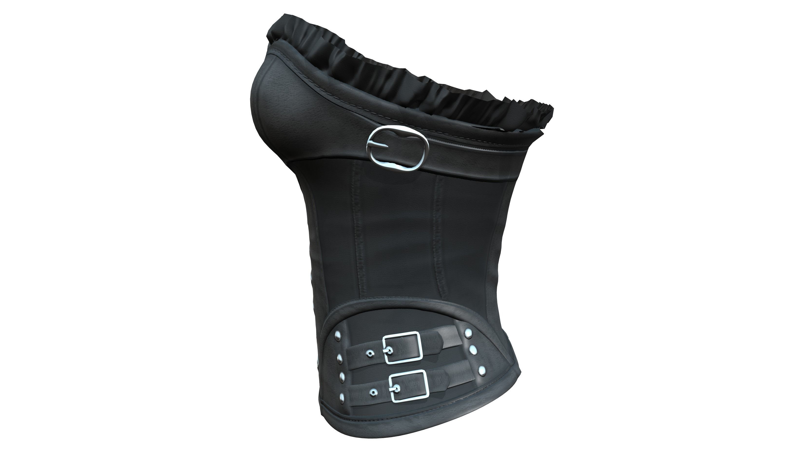 Black Leather Underbust Victorian Corset Top Low-poly 3D model_4