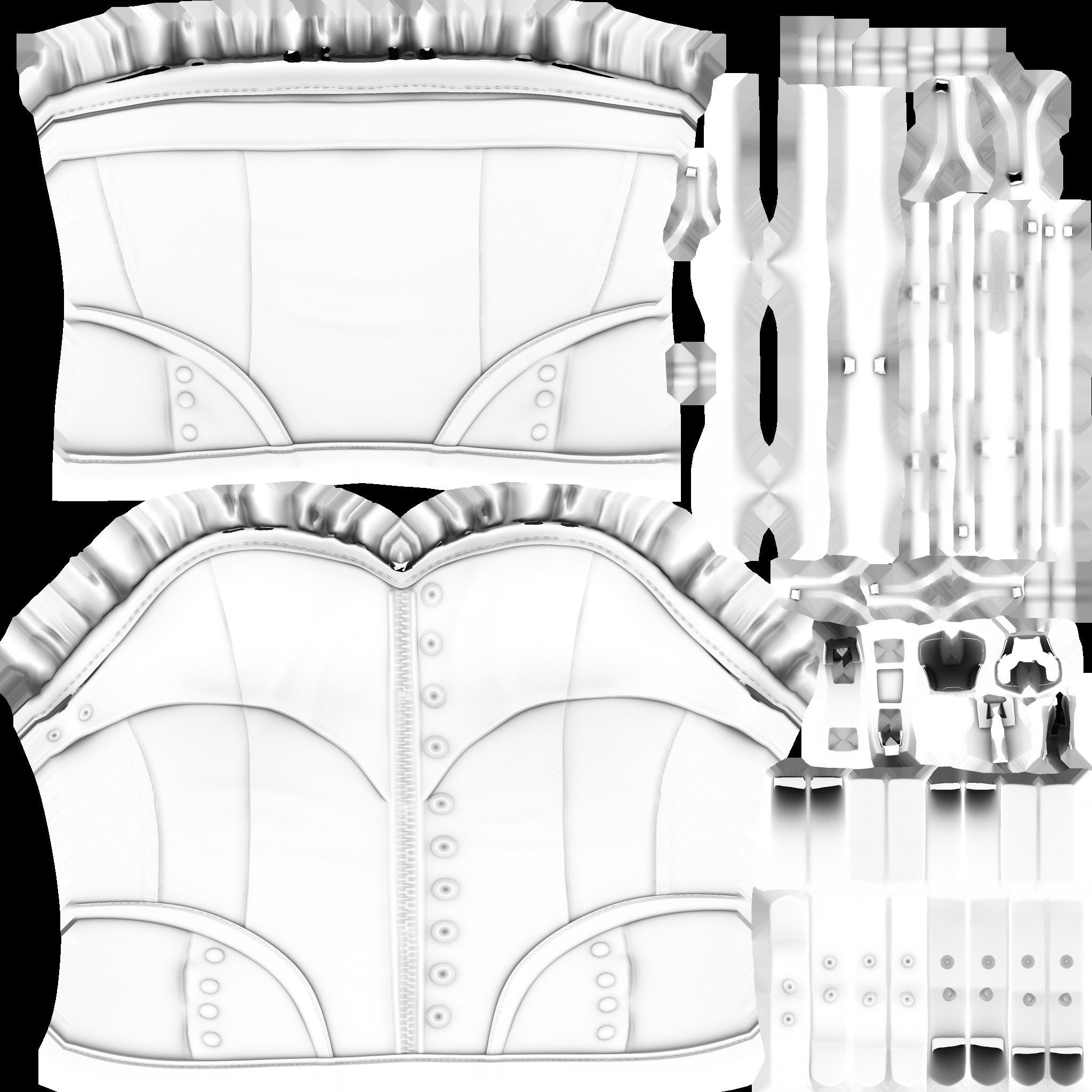 Black Leather Underbust Victorian Corset Top Low-poly 3D model_13